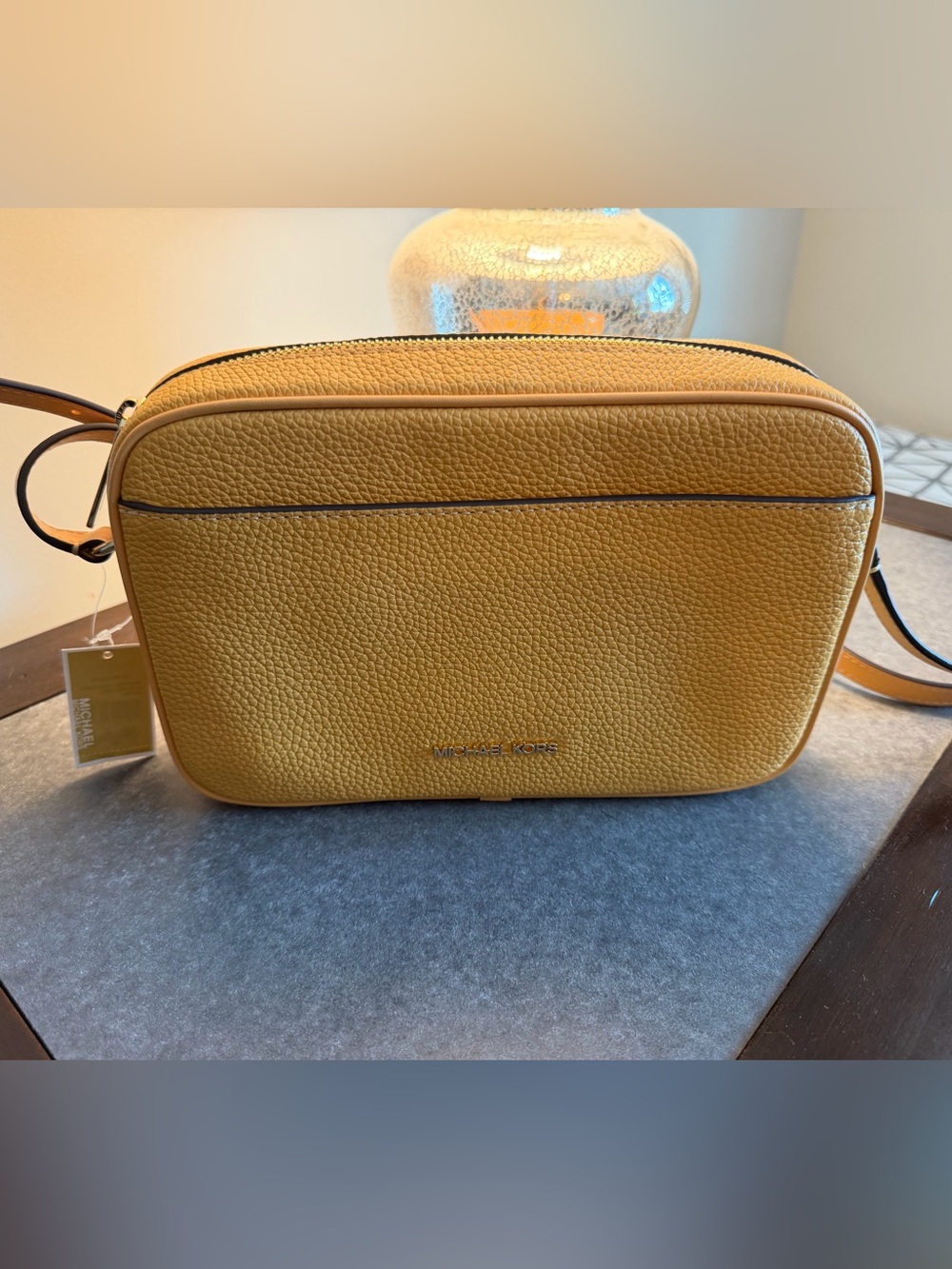 Michael Kors Pebbled Leather Crossbody Bag - honey wheat